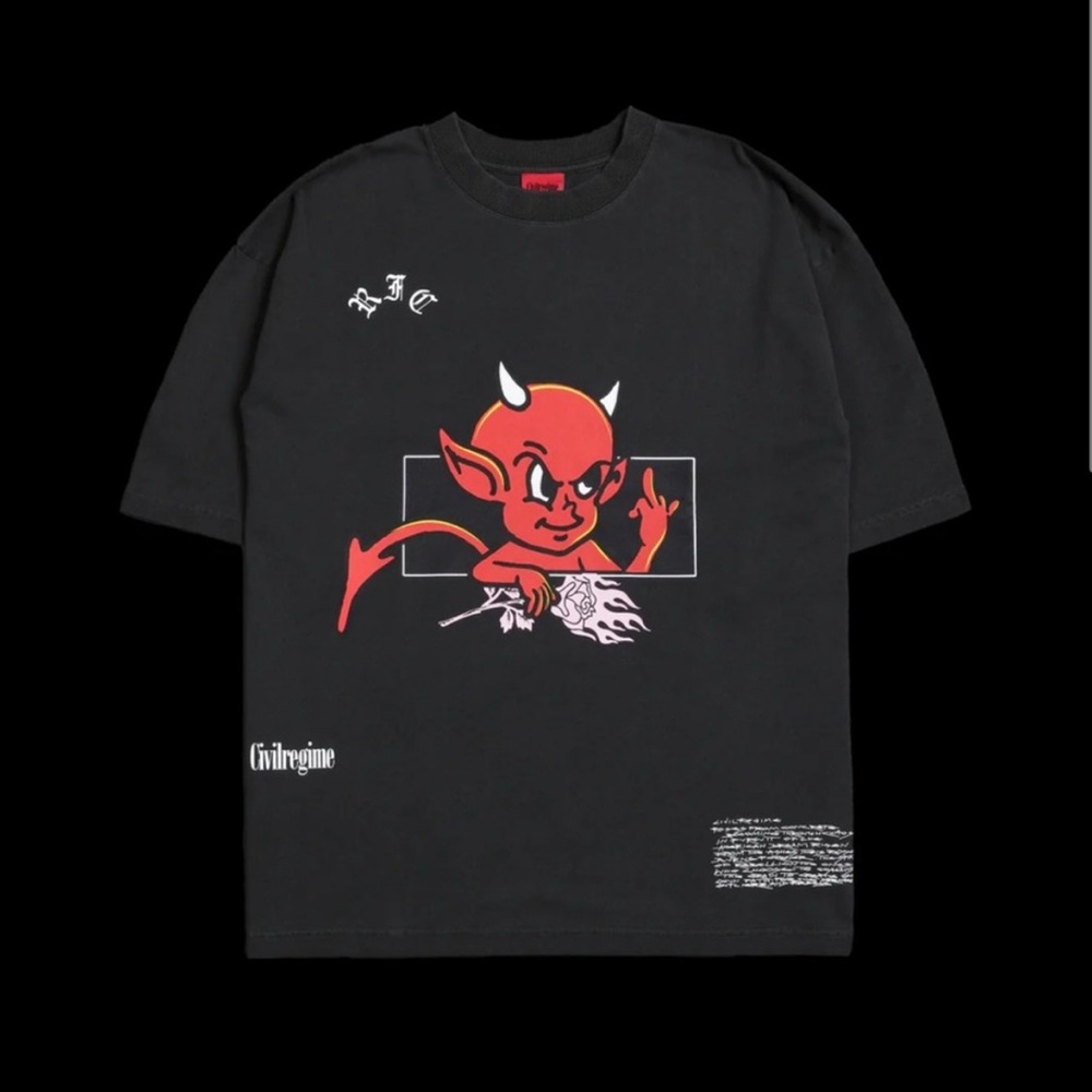 Civil Regime NWT FAAFO Black Tee - Devil XL